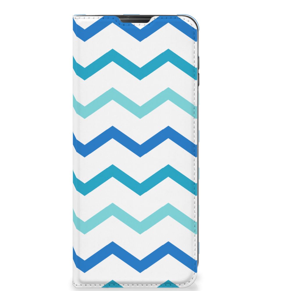 Motorola Moto G 5G Plus Hoesje met Magneet Zigzag Blauw - B2C Telecom