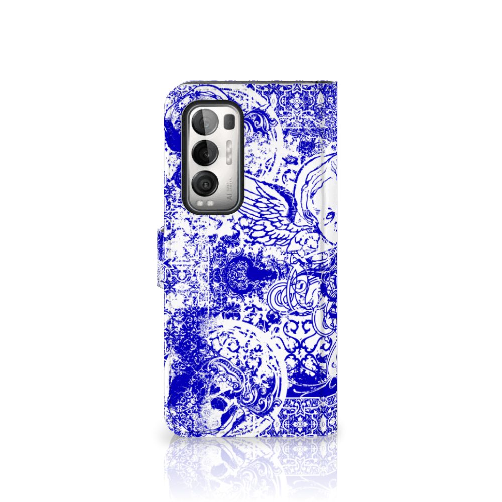 Telefoonhoesje met Naam OPPO Find X3 Neo 5G Angel Skull Blauw