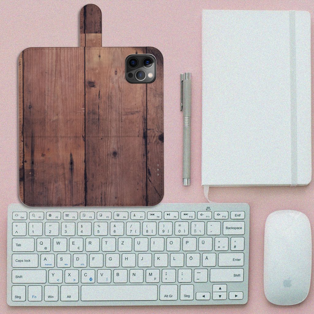 Apple iPhone 12 Pro Max Book Style Case Old Wood
