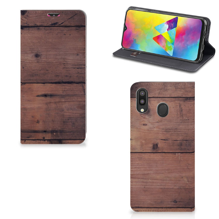 Samsung Galaxy M20 Book Wallet Case Old Wood