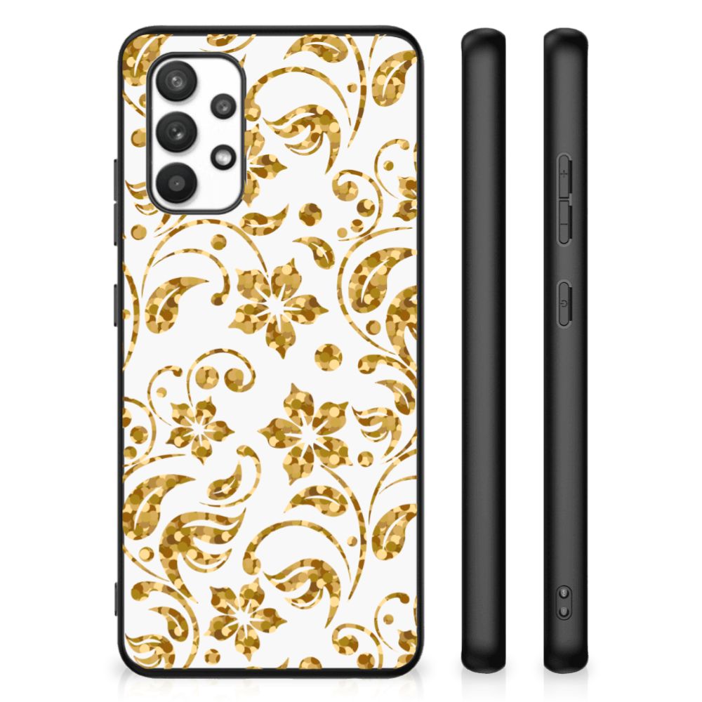 Samsung Galaxy A32 4G | A32 5G Enterprise Editie Bloemen Hoesje Gouden Bloemen B2C Telecom
