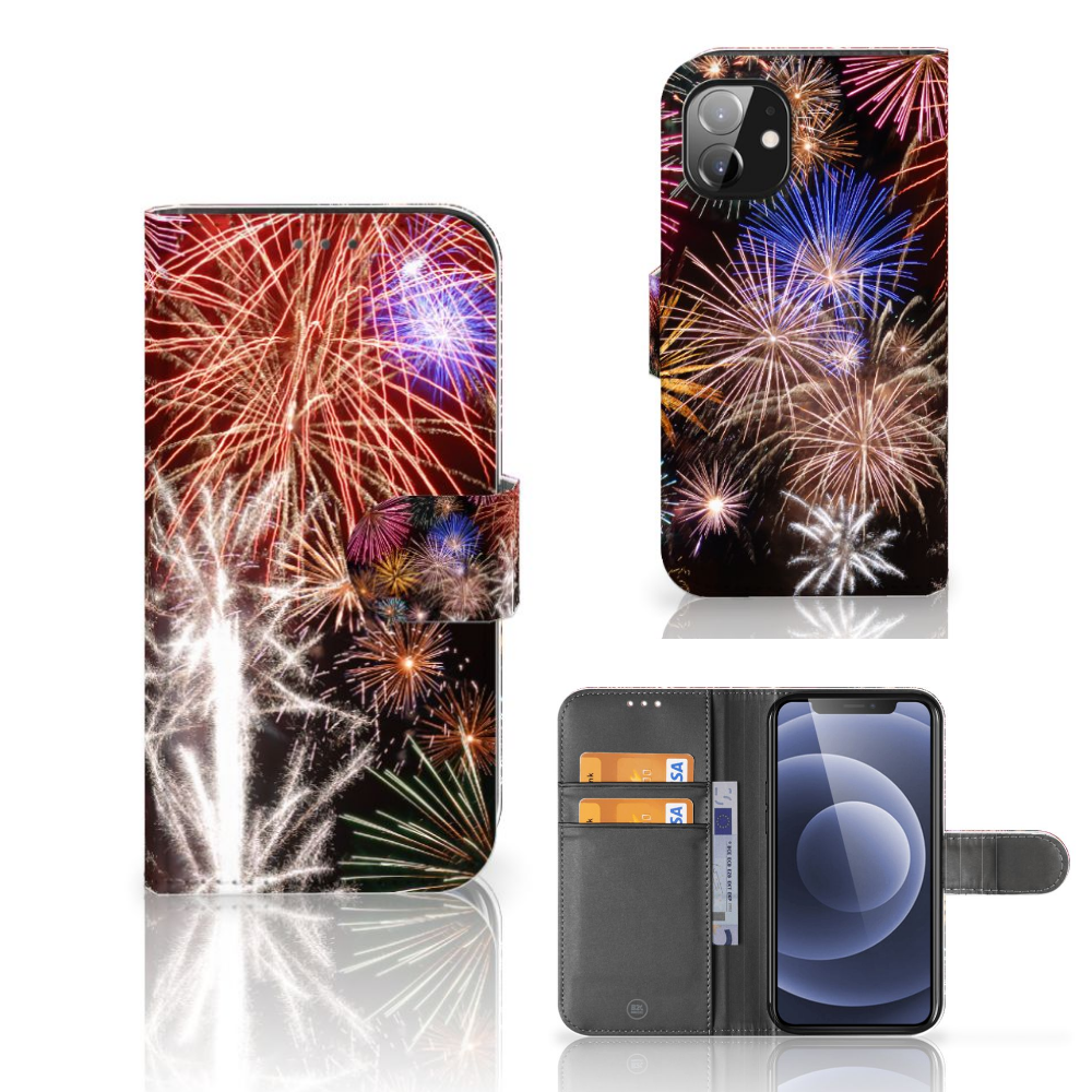 Apple iPhone 12 Mini Wallet Case met Pasjes Vuurwerk