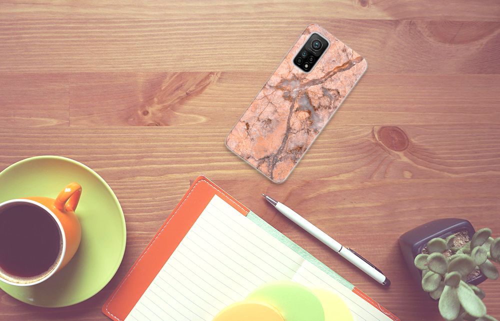 Xiaomi Mi 10T | 10T Pro TPU Siliconen Hoesje Marmer Oranje B2C Telecom