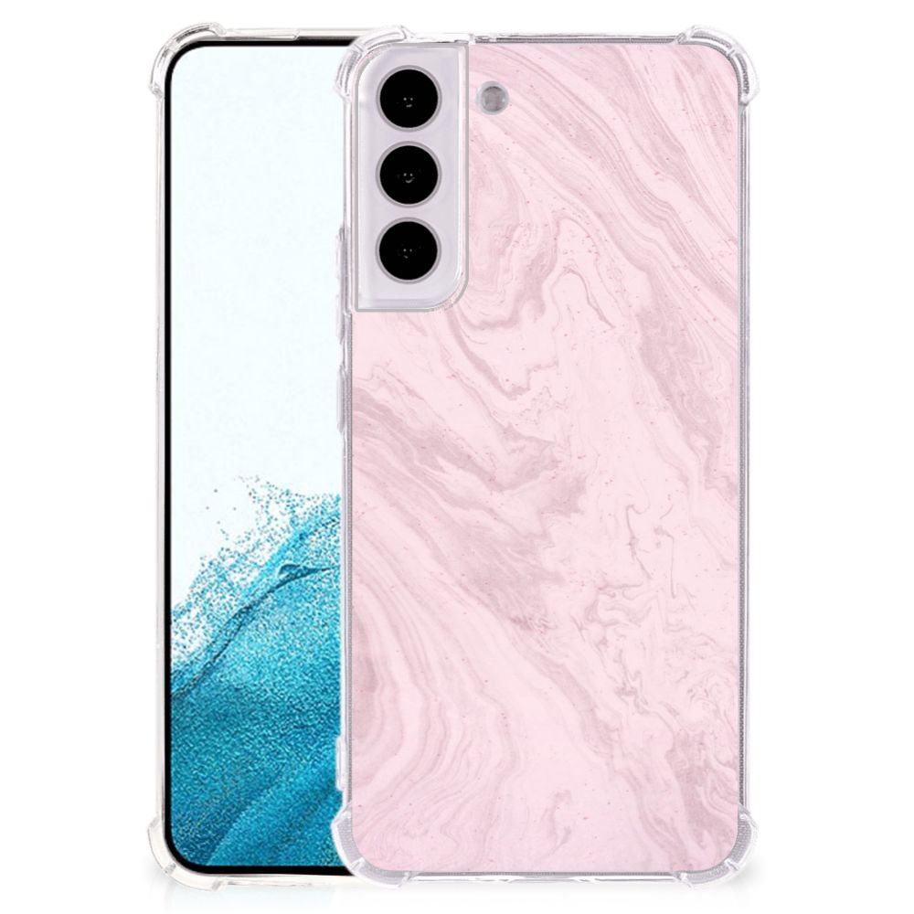 Samsung Galaxy S22 Plus Anti-Shock Hoesje Marble Pink - Origineel Cadeau Vriendin