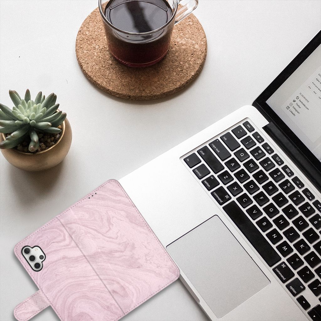 Samsung Galaxy A32 5G Bookcase Marble Pink - Origineel Cadeau Vriendin