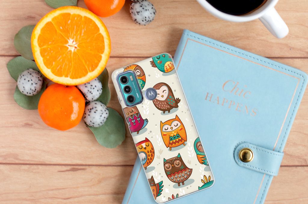 Motorola Moto G60 TPU Hoesje Vrolijke Uilen B2C Telecom