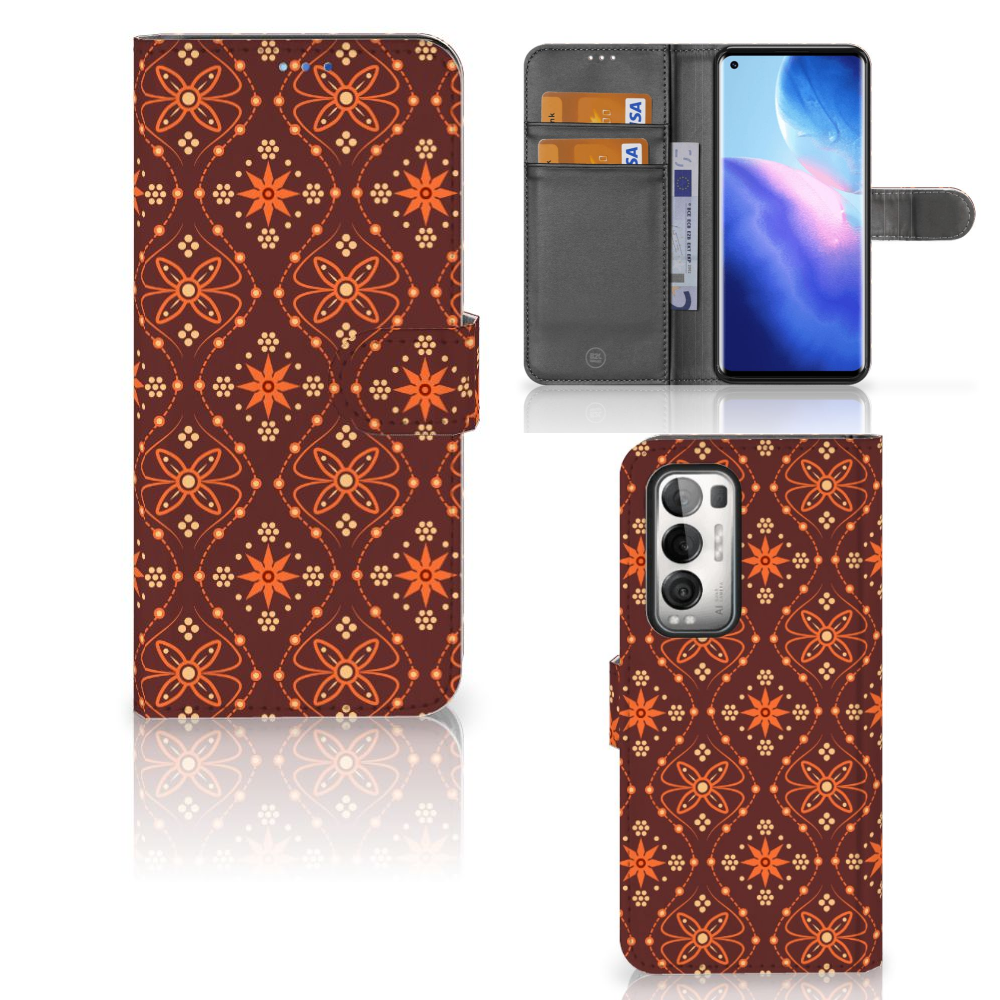 OPPO Find X3 Neo 5G Telefoon Hoesje Batik Brown