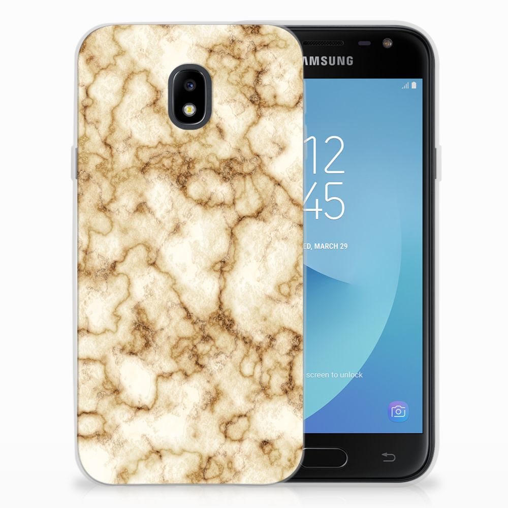 Samsung Galaxy J3 2017 TPU Siliconen Hoesje Marmer Goud