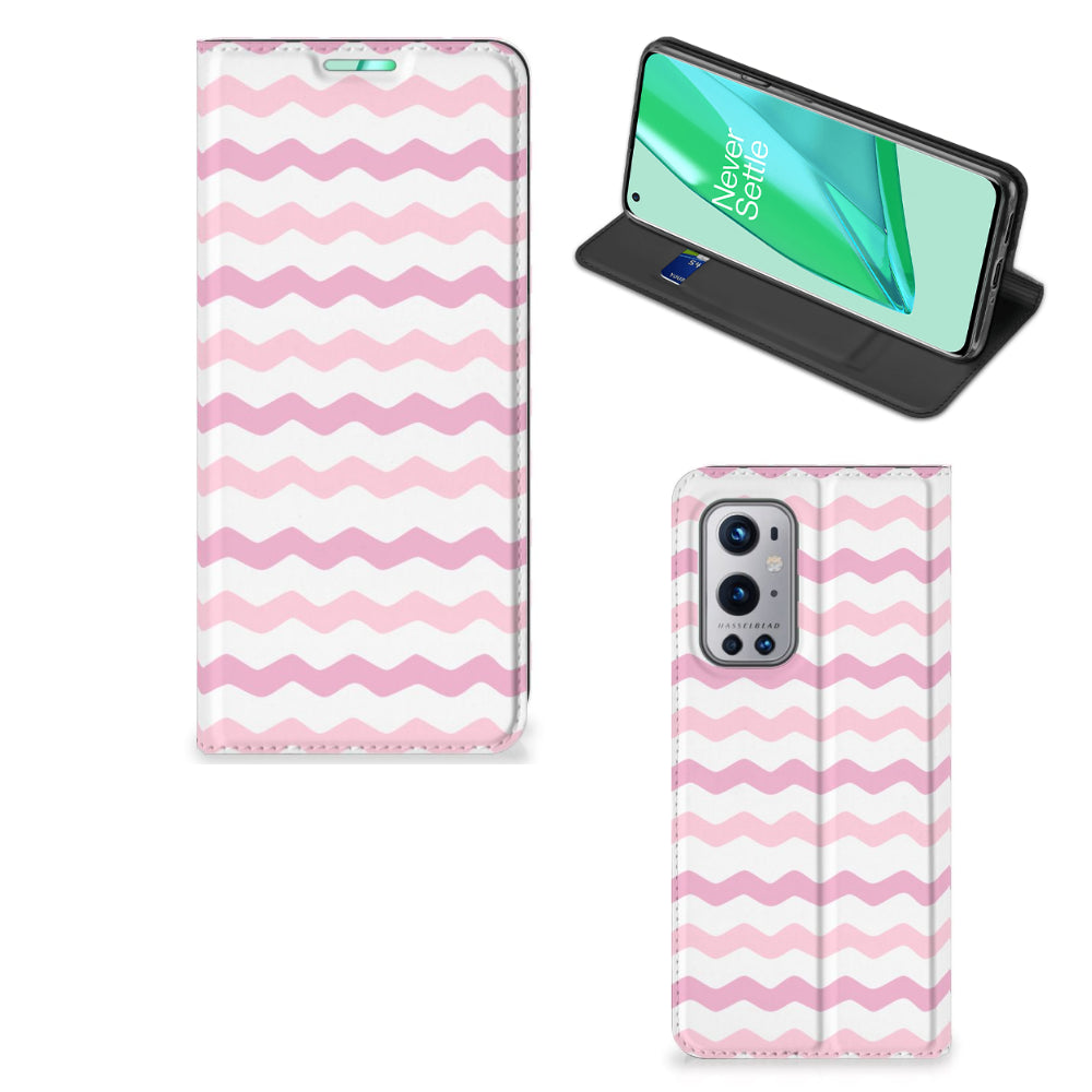 OnePlus 9 Pro Hoesje met Magneet Waves Roze