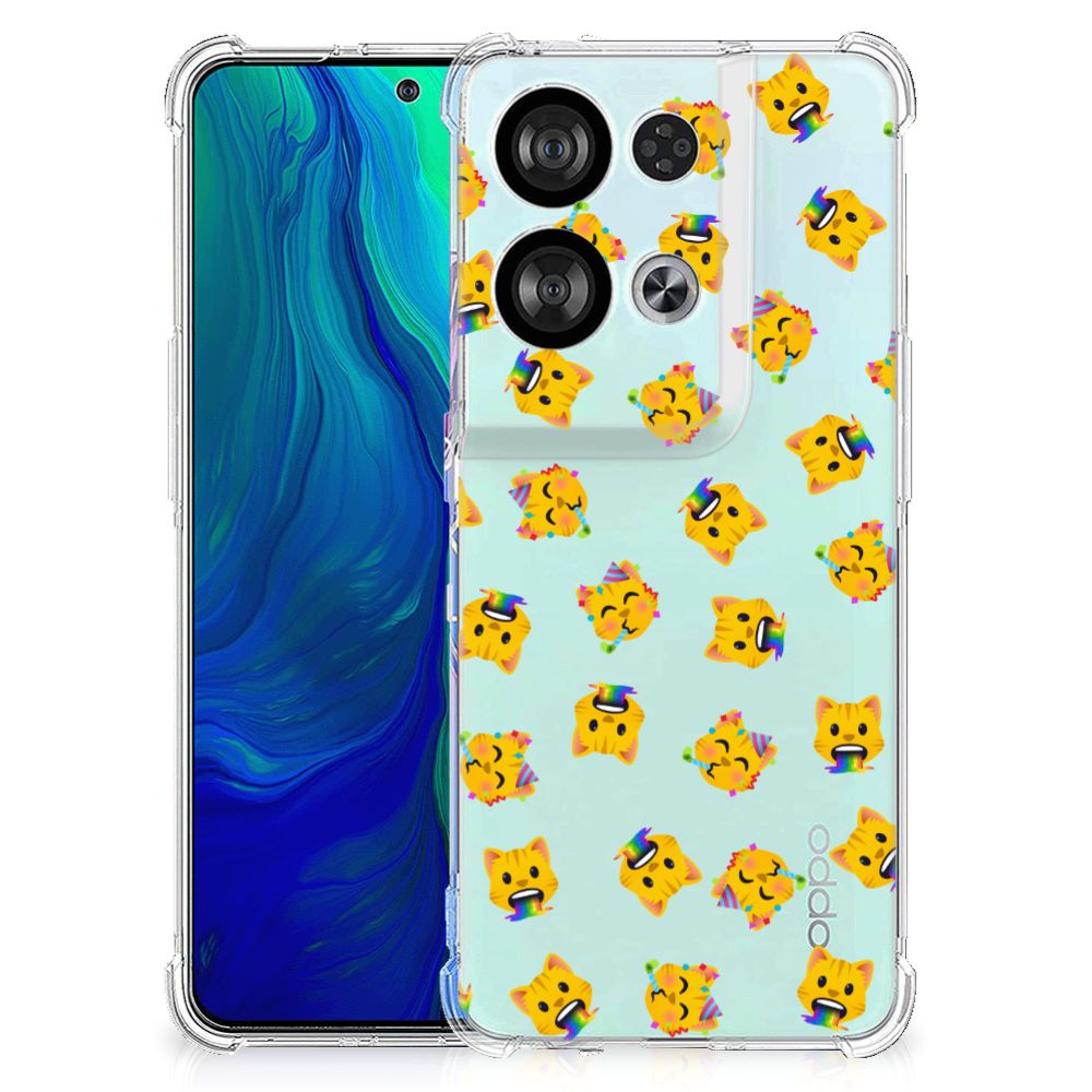 Doorzichtige Silicone Hoesje voor OPPO Reno8 Katten Emojis B2C Telecom