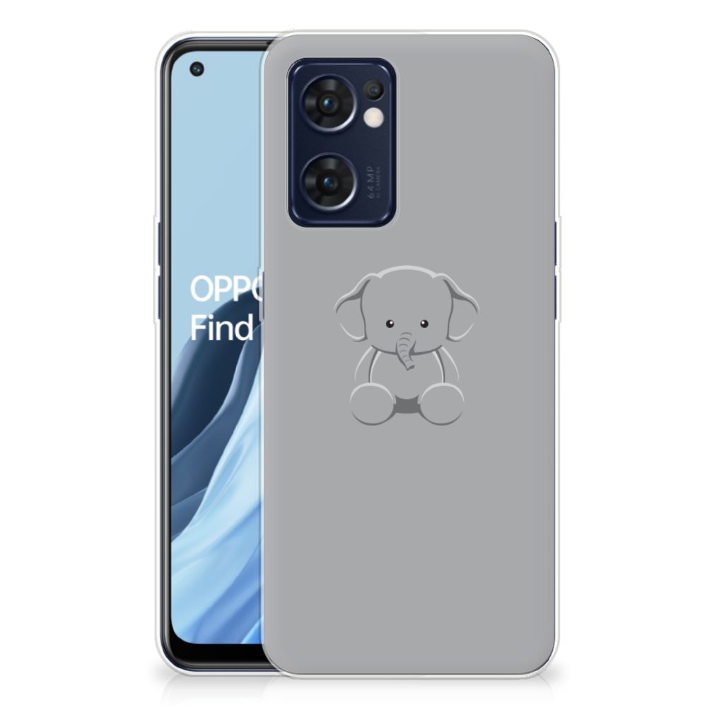OPPO Reno 7 5G | Find X5 Lite Telefoonhoesje met Naam Grijs Baby Olifant B2C Telecom