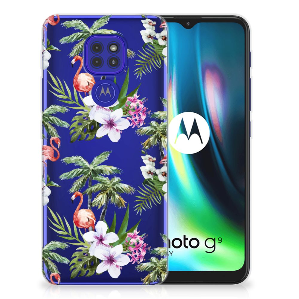 Motorola Moto G9 Play | E7 Plus TPU Hoesje Flamingo Palms B2C Telecom