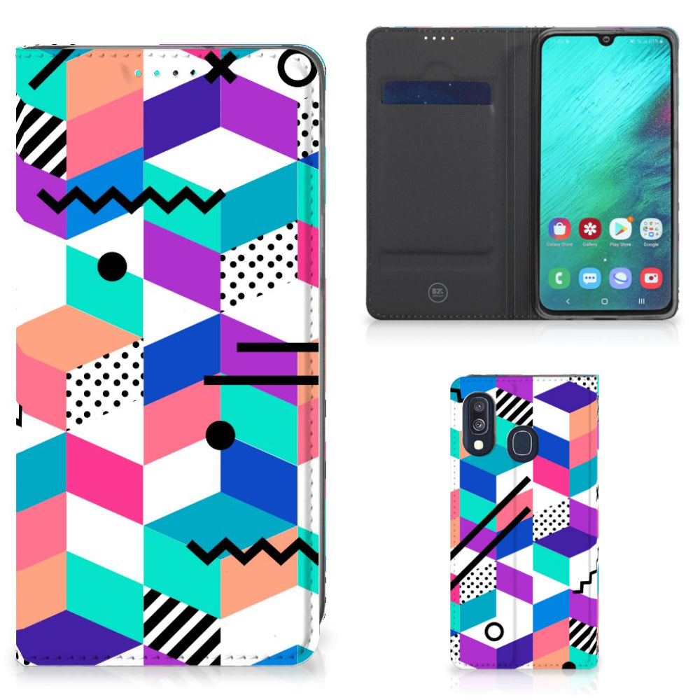 Samsung Galaxy A40 Stand Case Blokken Kleurrijk