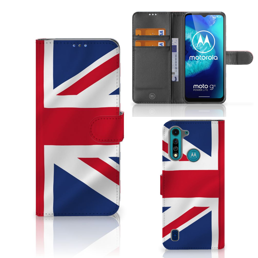 Motorola G8 Power Lite Bookstyle Case Groot-Brittannië