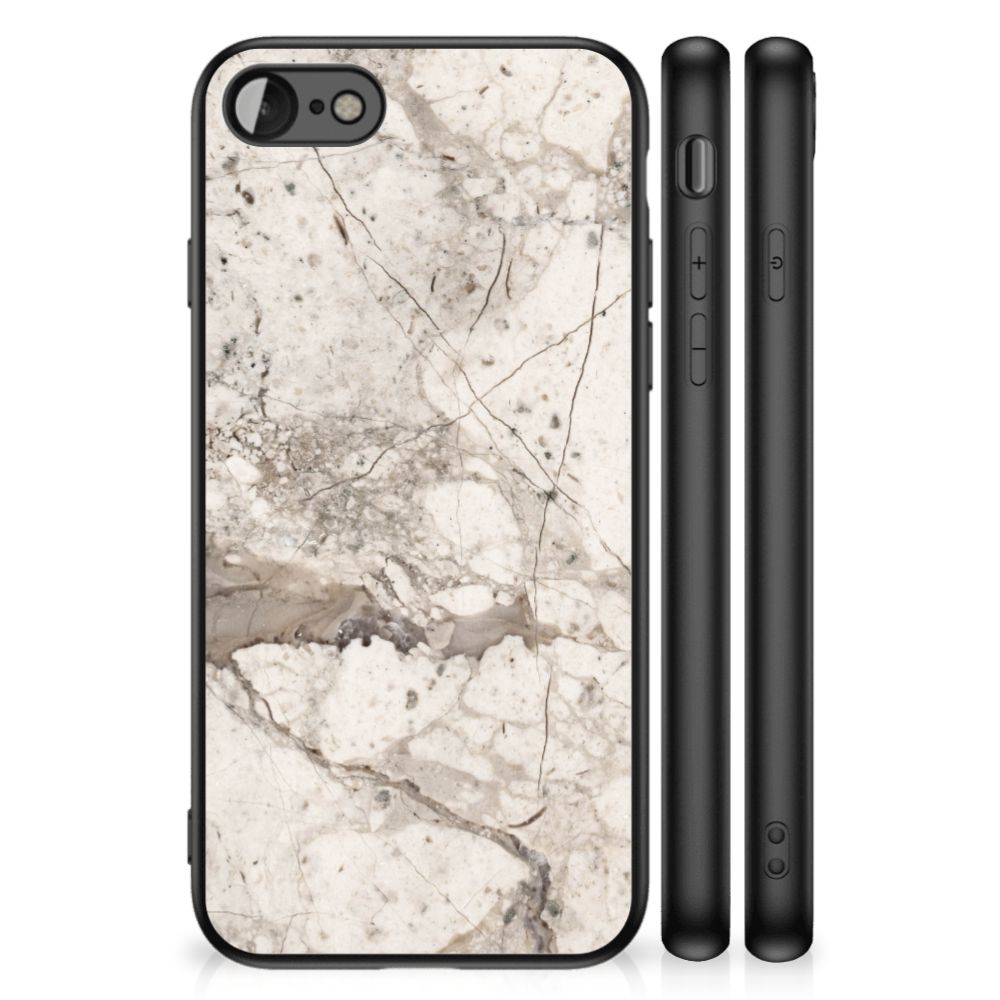 iPhone SE 2022 | SE 2020 | 7/8 Marmeren Print Telefoonhoesje Marmer Beige - stijlvolle marmeren print achterkant