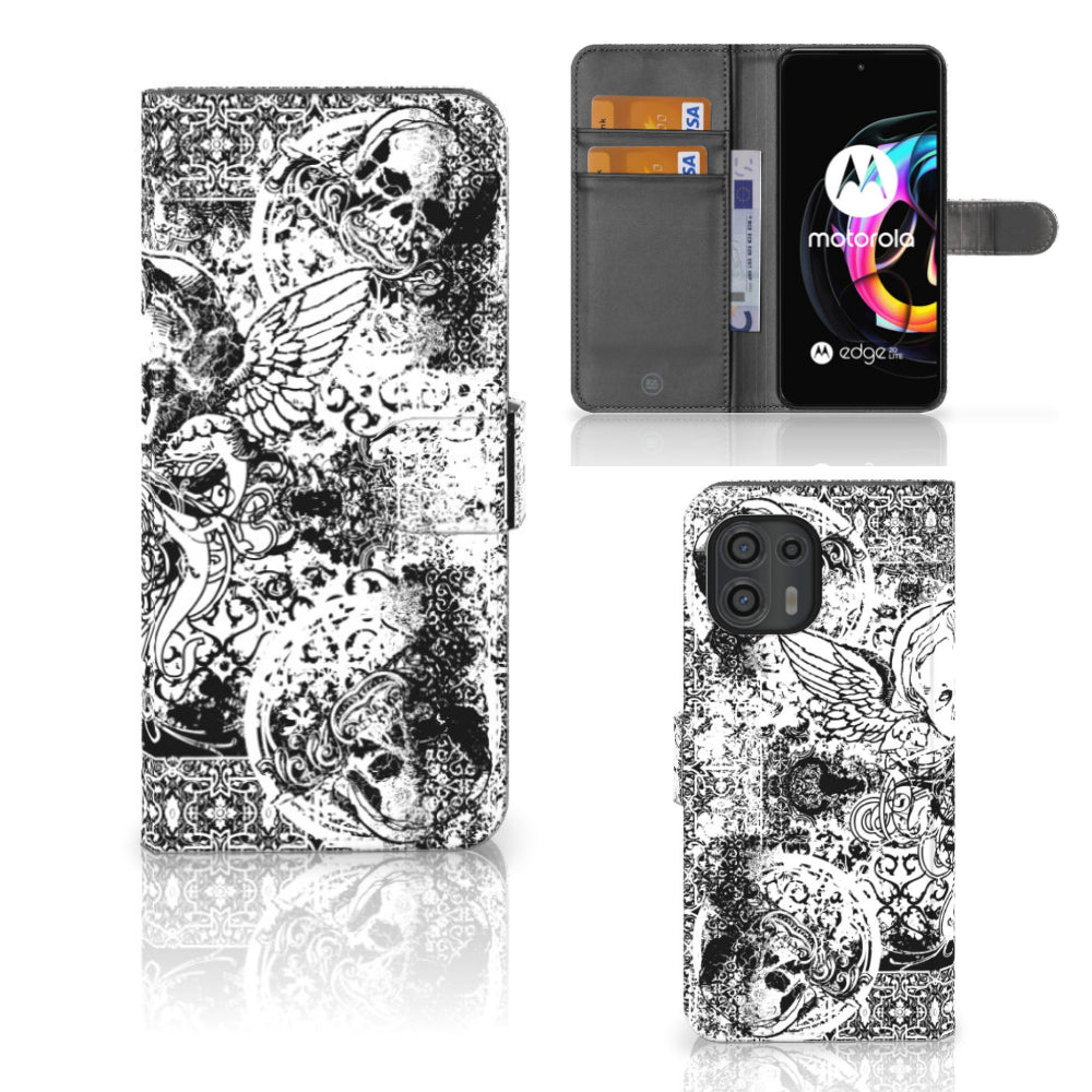 Telefoonhoesje met Naam Motorola Edge 20 Lite Skulls Angel