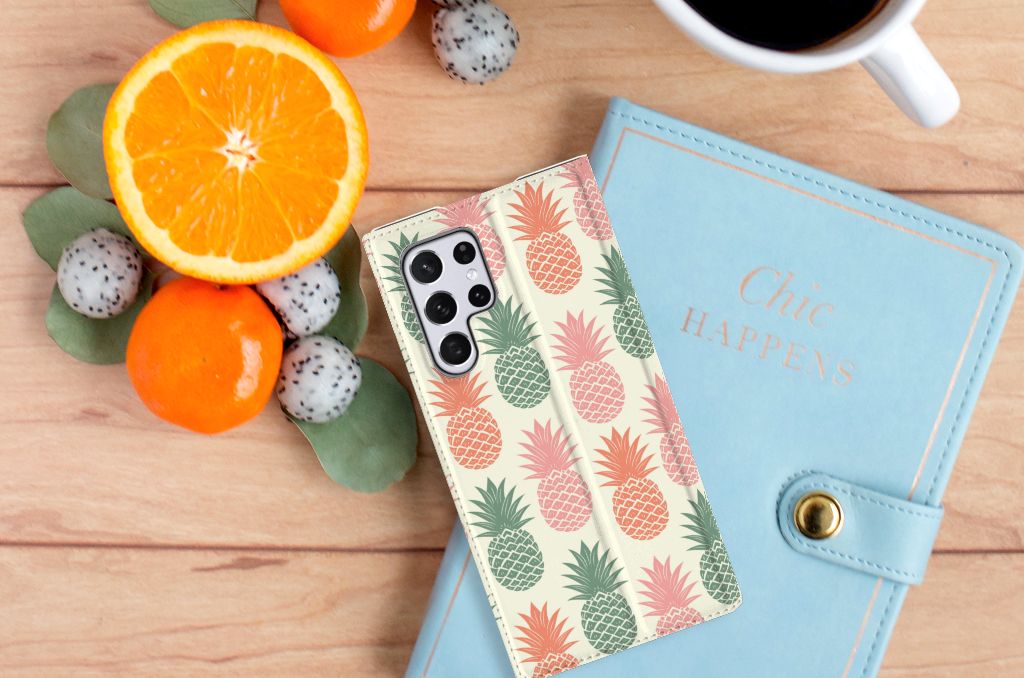 Samsung Galaxy S22 Ultra Flip Style Cover Ananas - B2C Telecom