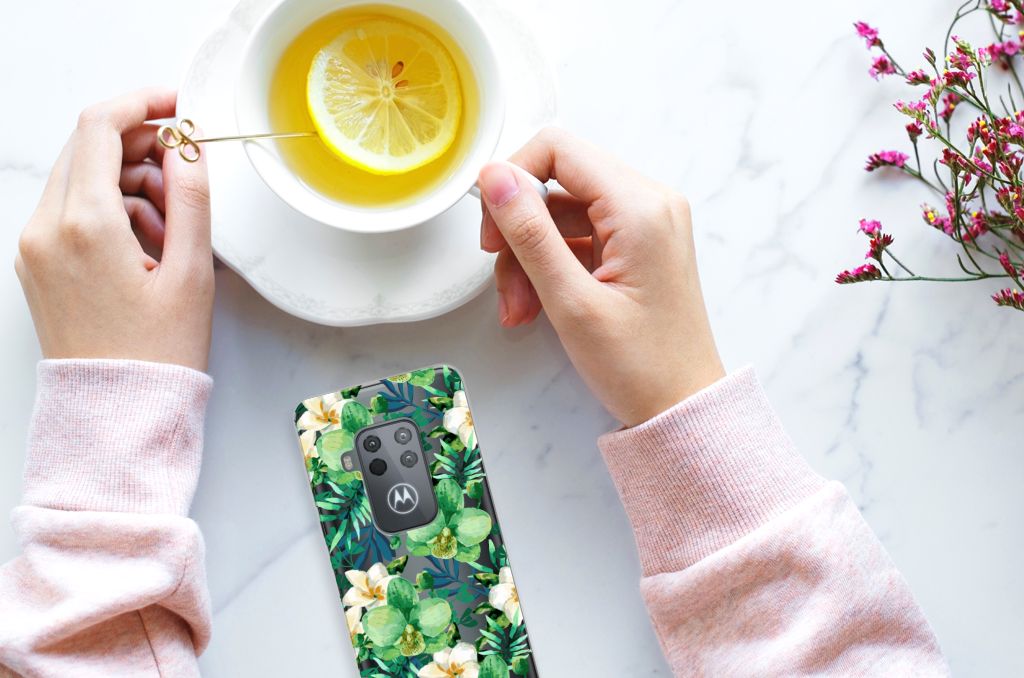 Motorola One Zoom TPU Case Orchidee Groen