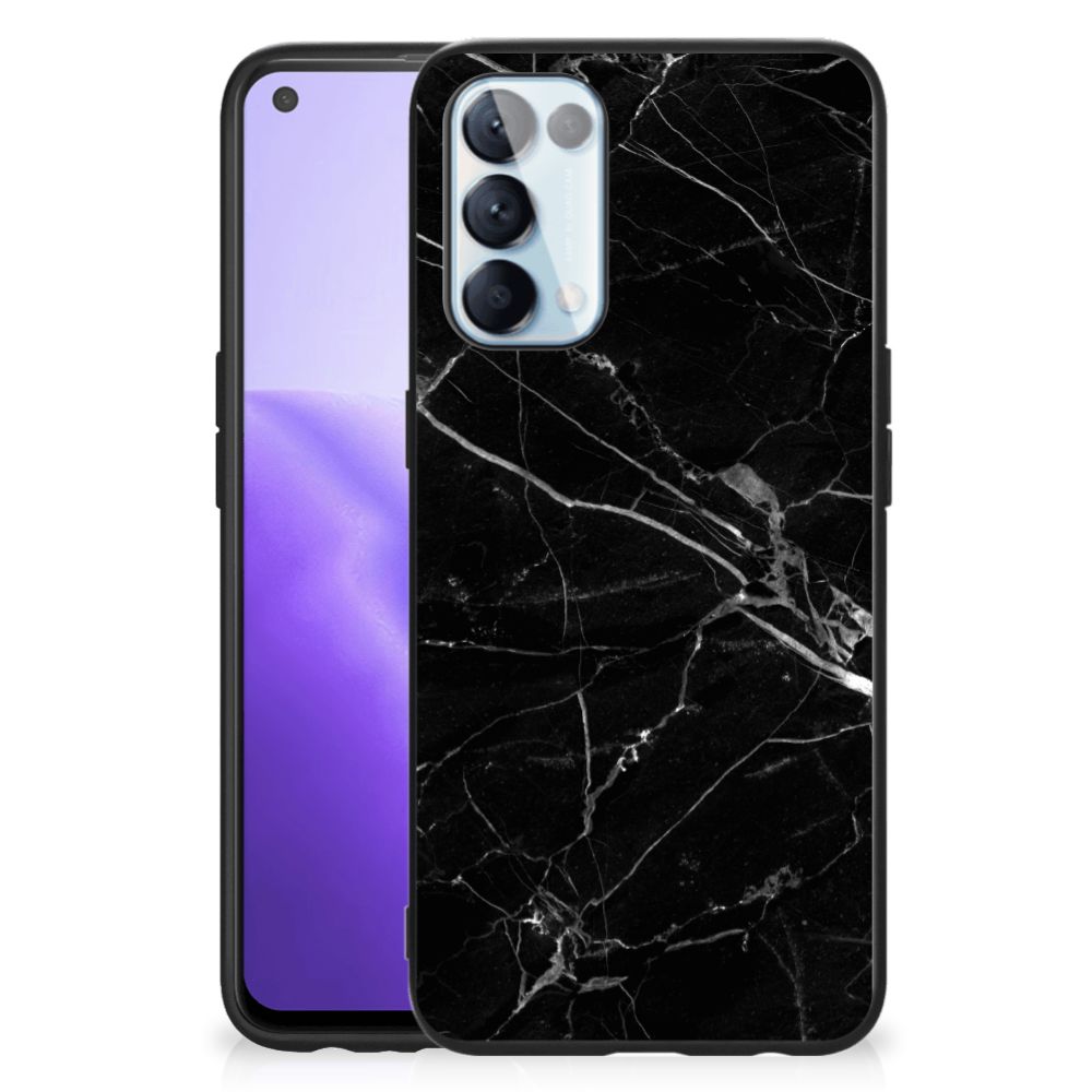 OPPO Reno5 5G | Find X3 Lite Marmeren Print Telefoonhoesje Marmer Zwart - Origineel Cadeau Vader