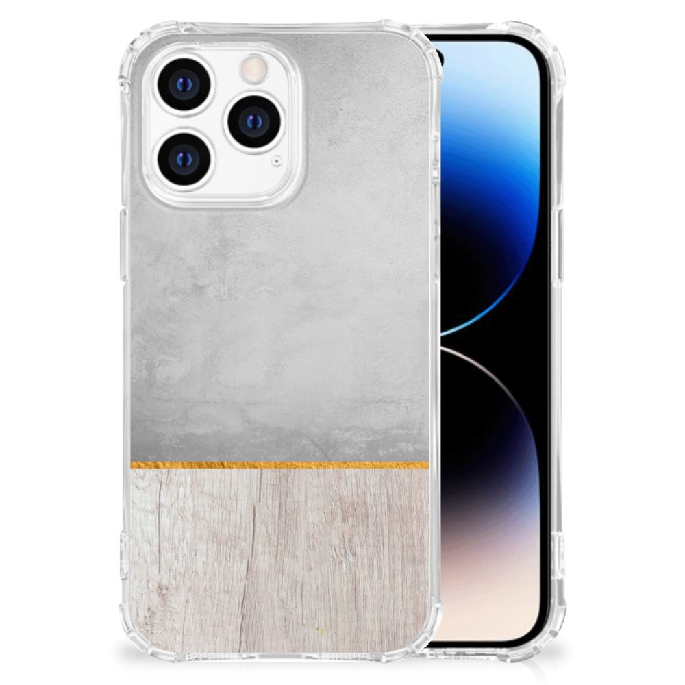 iPhone 14 Pro Stevig Telefoonhoesje Wood Concrete B2C Telecom