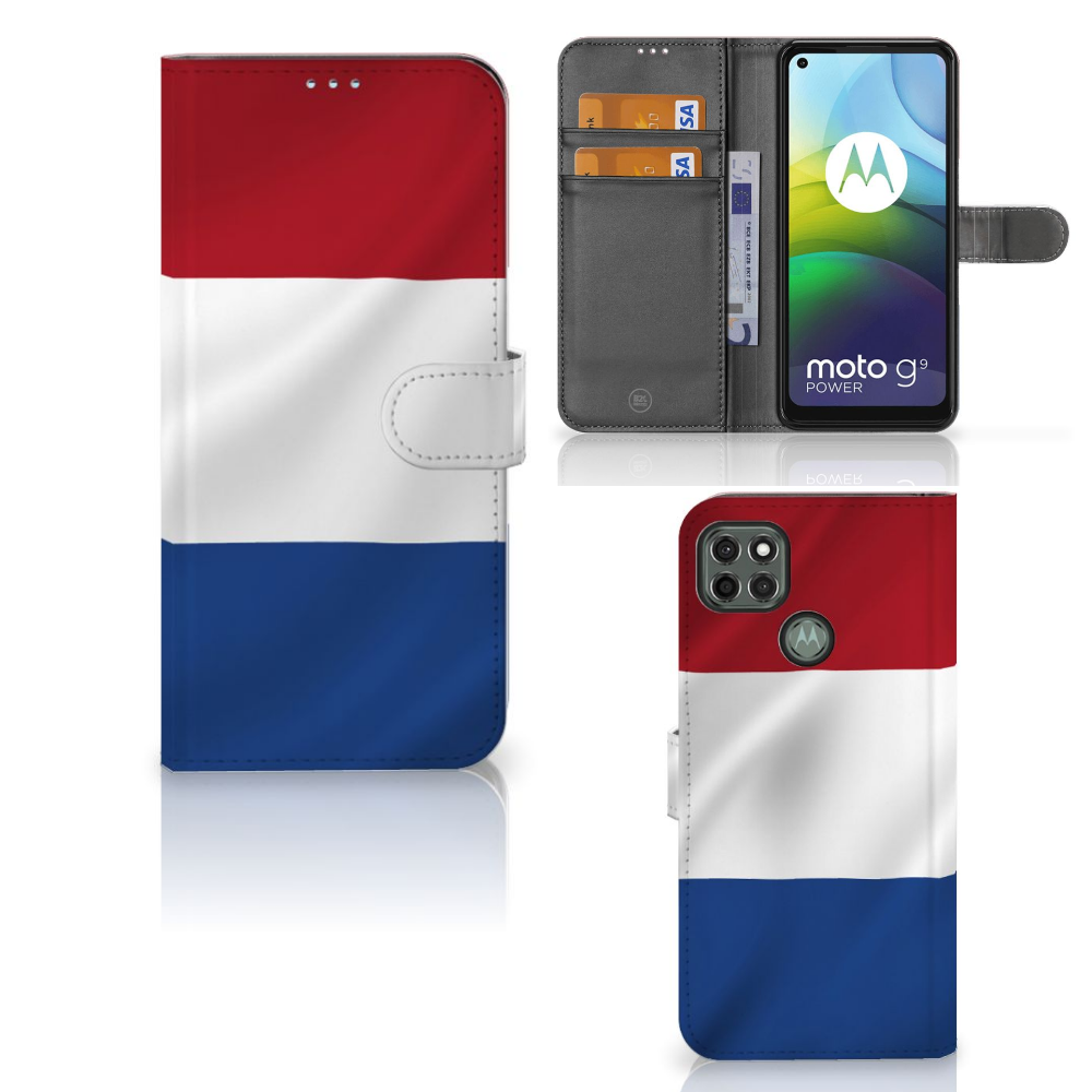 Motorola Moto G9 Power Bookstyle Case Nederlandse Vlag met artistiek ontwerp en pasjeshouder