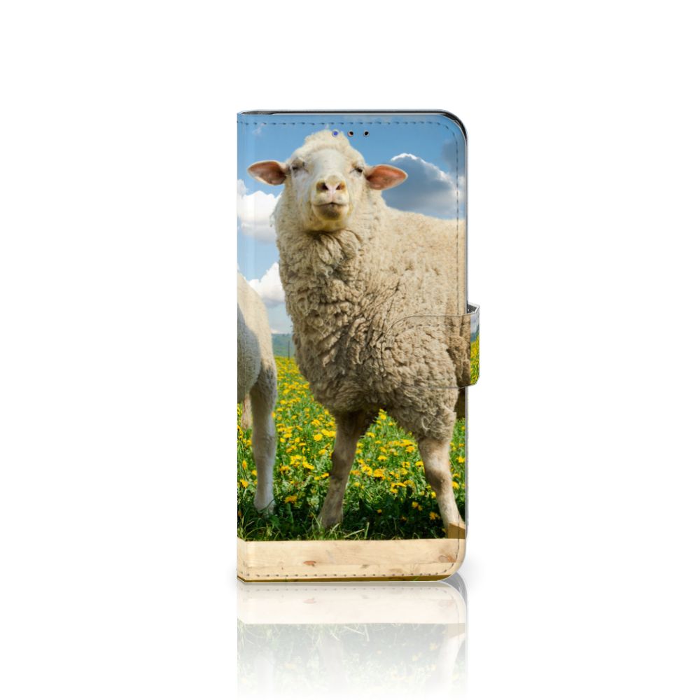 Samsung Galaxy A20s Telefoonhoesje met Pasjes Schaap en Lammetje