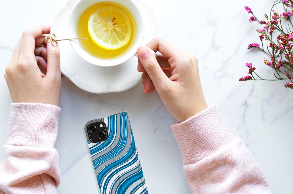 iPhone 13 Mini Hoesje met Magneet Waves Blue - B2C Telecom
