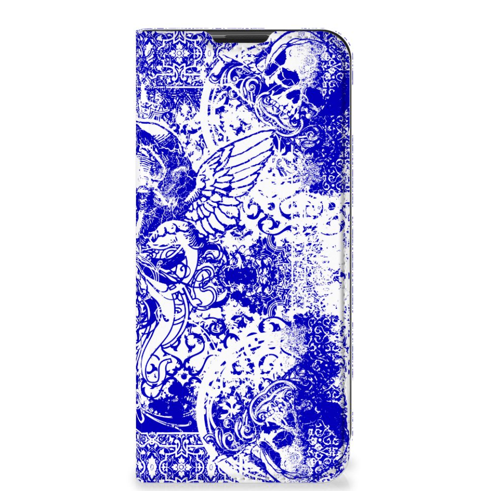 Mobiel BookCase Motorola Moto G9 Play Angel Skull Blauw - B2C Telecom