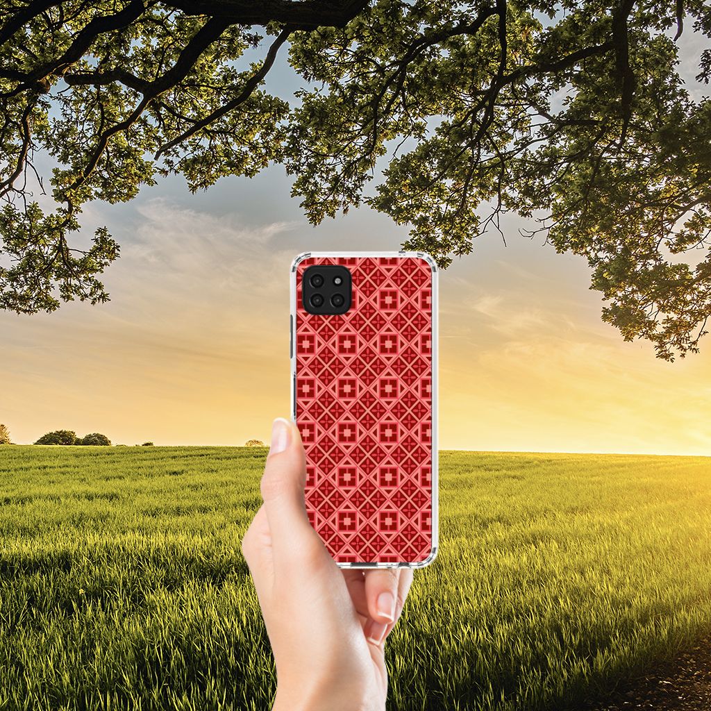 Samsung Galaxy A22 5G Doorzichtige Silicone Hoesje Batik Rood B2C Telecom