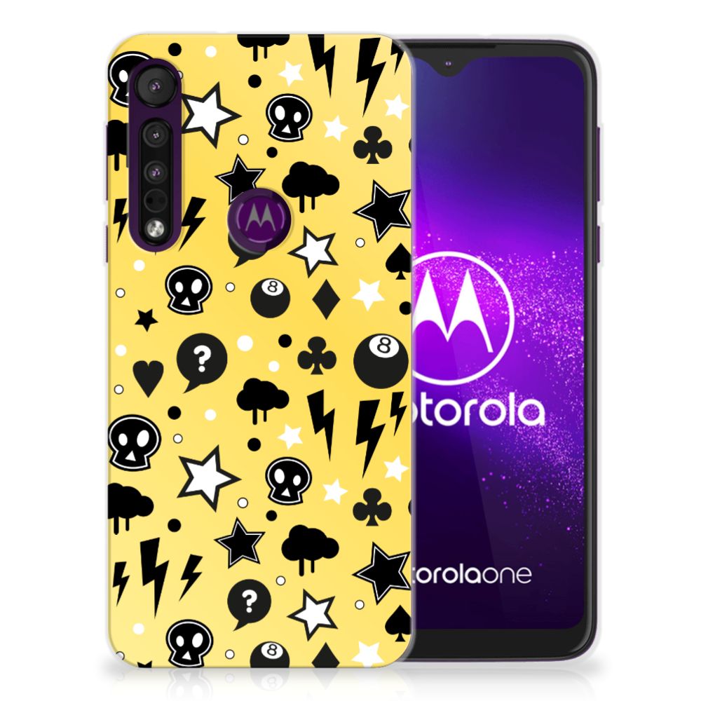 Silicone Back Case Motorola One Macro Punk Geel