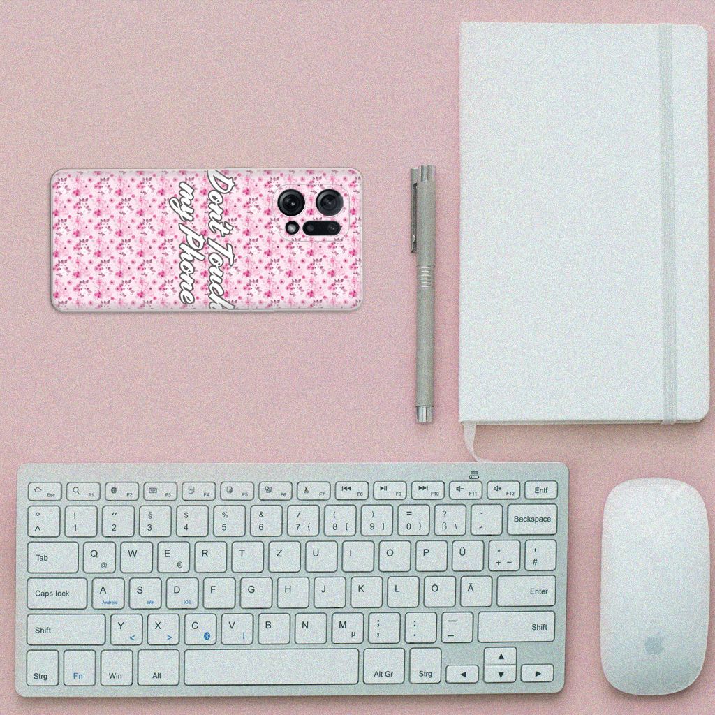 OPPO Find X5 Silicone-hoesje Flowers Pink DTMP B2C Telecom