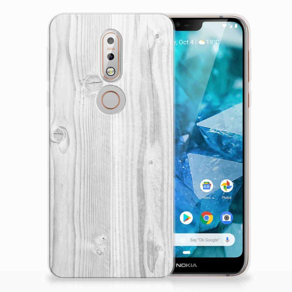 Nokia 7.1 Bumper Hoesje White Wood