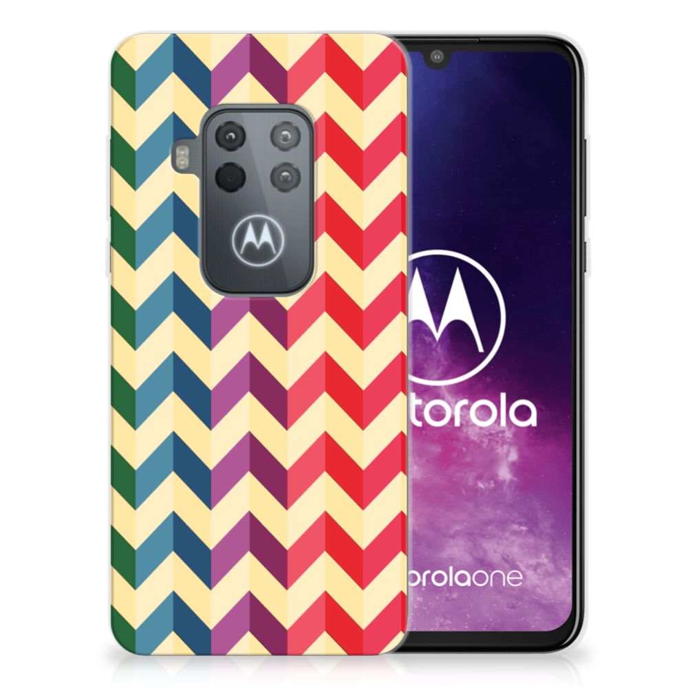 Motorola One Zoom TPU bumper Zigzag Multi Color