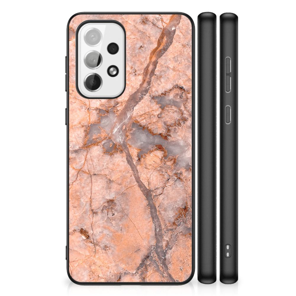 Samsung Galaxy A73 Marmeren Print Telefoonhoesje Marmer Oranje B2C Telecom