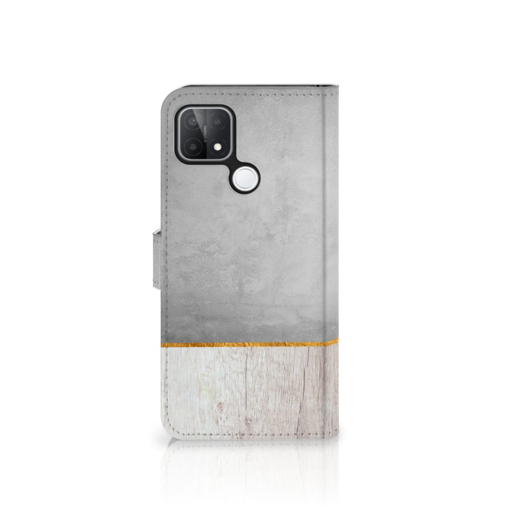 OPPO A15 Book Style Case Wood Concrete