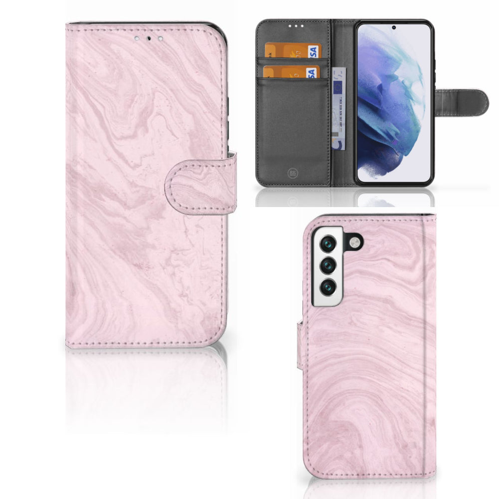 Samsung Galaxy S22 Bookcase Marble Pink - Origineel Cadeau Vriendin