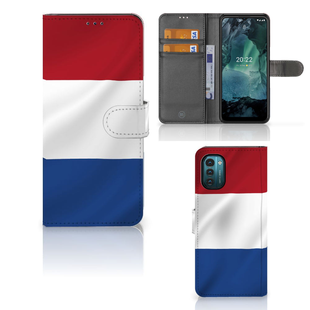 Nokia G11 | G21 Bookstyle Case Nederlandse Vlag met artistiek ontwerp en pasjeshouder