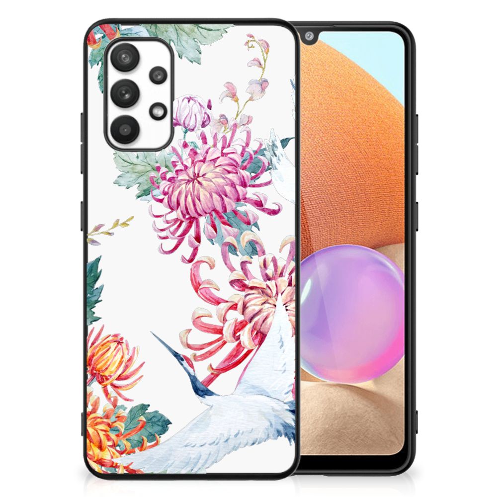 Samsung Galaxy A32 4G | A32 5G Enterprise Editie Dierenprint Telefoonhoesje Bird Flowers