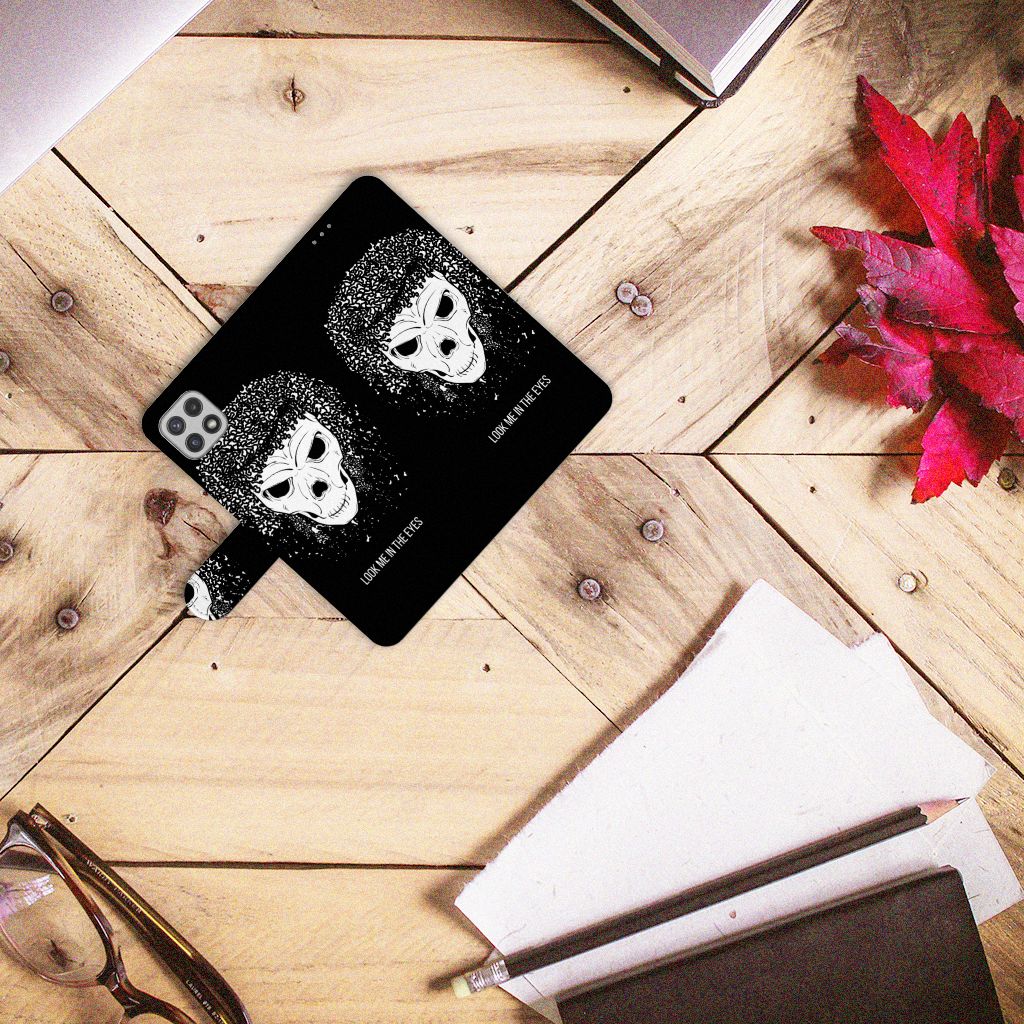 Telefoonhoesje met Naam Samsung Galaxy A22 5G Skull Hair