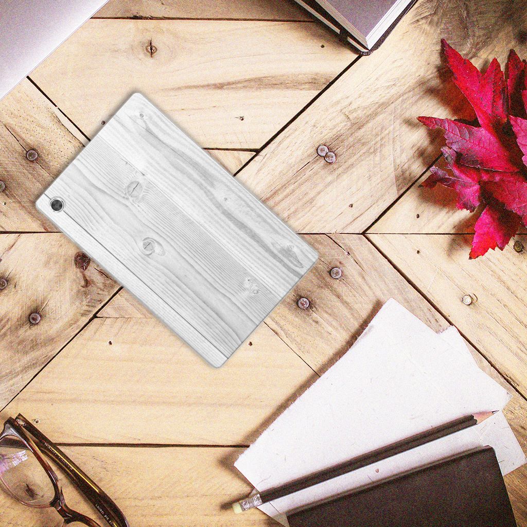 Lenovo Tab M10 Plus Silicone Tablet Hoes White Wood - B2C Telecom