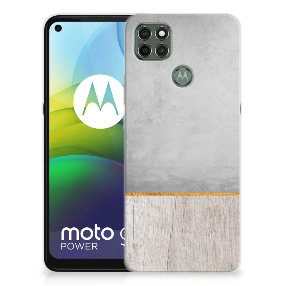 Motorola Moto G9 Power Bumper Hoesje Wood Concrete