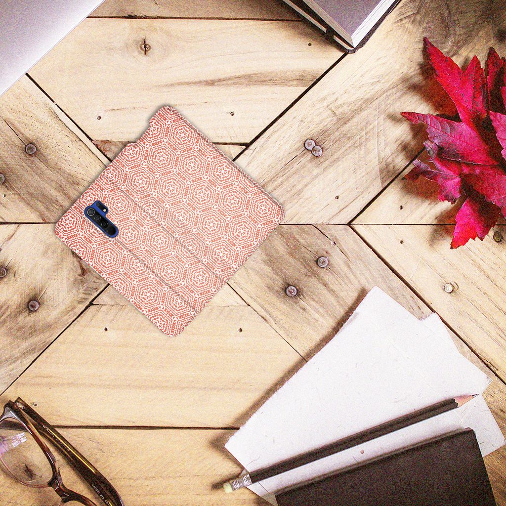 Xiaomi Redmi 9 Hoesje met Magneet Pattern Orange - B2C Telecom