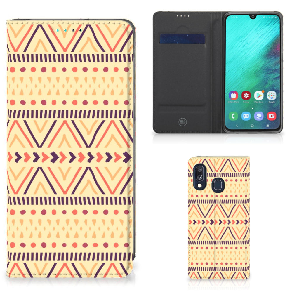 Samsung Galaxy A40 Hoesje met Magneet Aztec Yellow