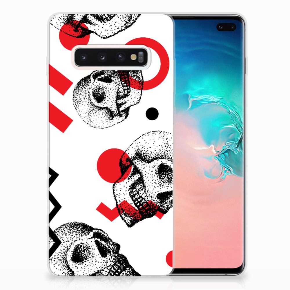 Silicone Back Case Samsung Galaxy S10 Plus Skull Red