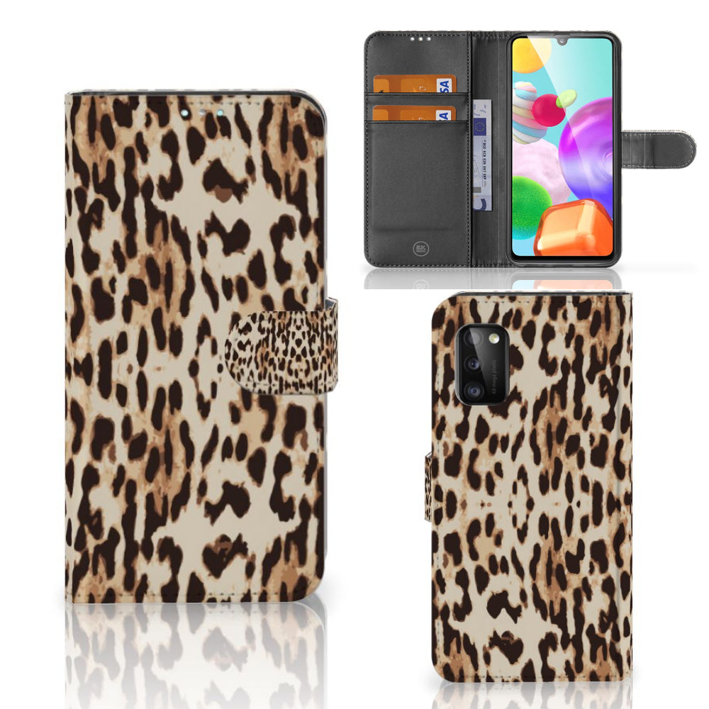 Samsung Galaxy A41 Telefoonhoesje met Pasjes Leopard