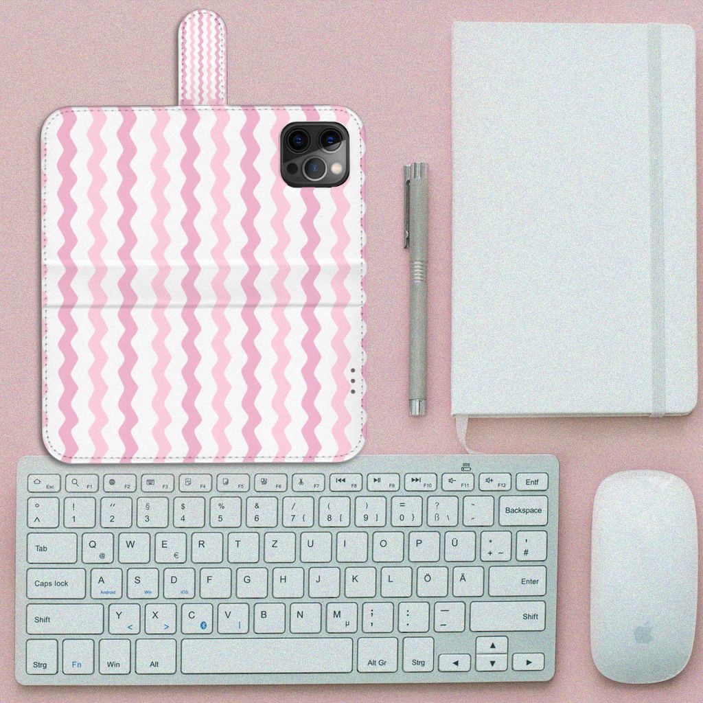 Apple iPhone 12 Pro Max Telefoon Hoesje Waves Roze