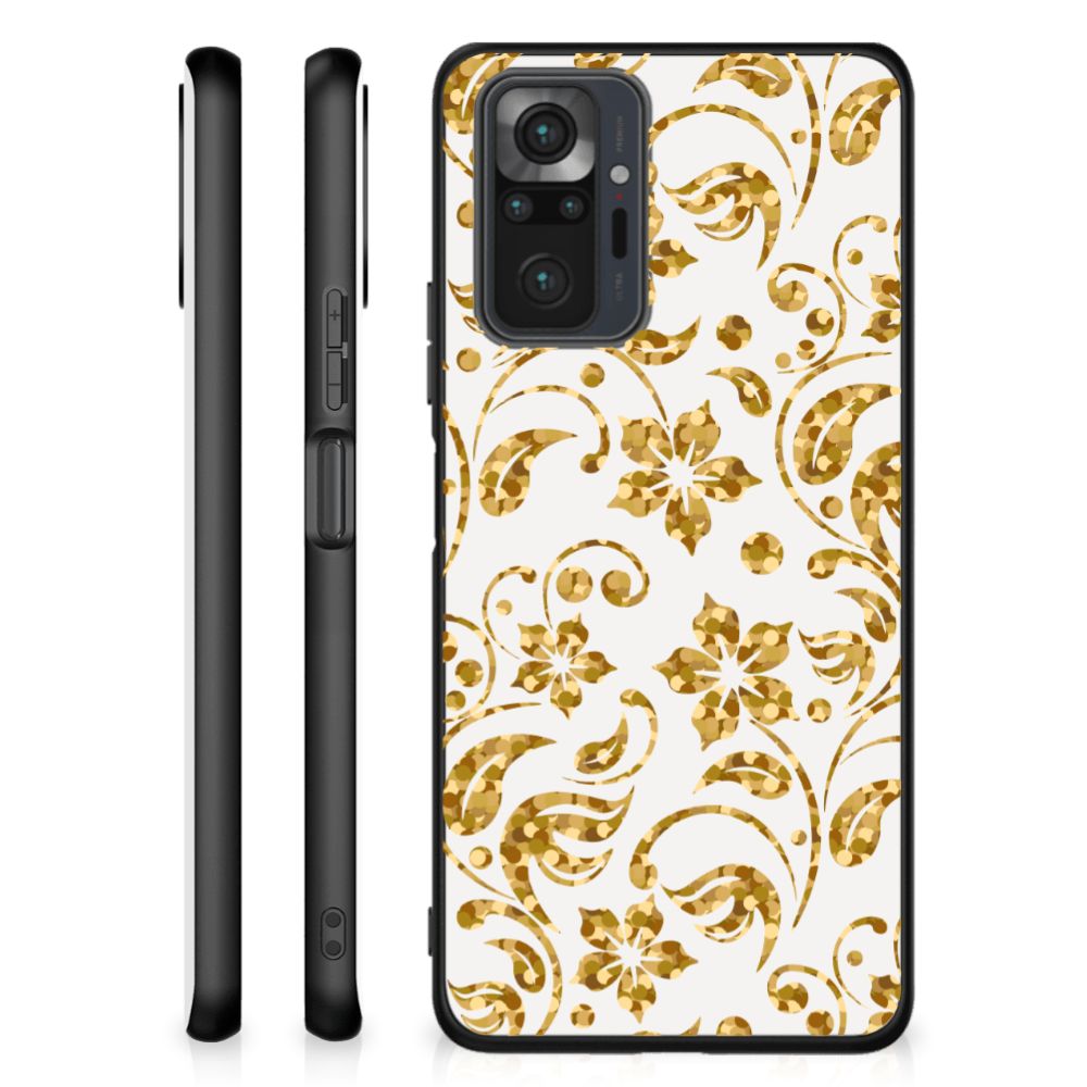 Xiaomi Redmi Note 10 Pro Bloemen Hoesje Gouden Bloemen B2C Telecom