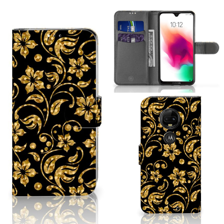 Motorola Moto G7 | G7 Plus Hoesje Gouden Bloemen