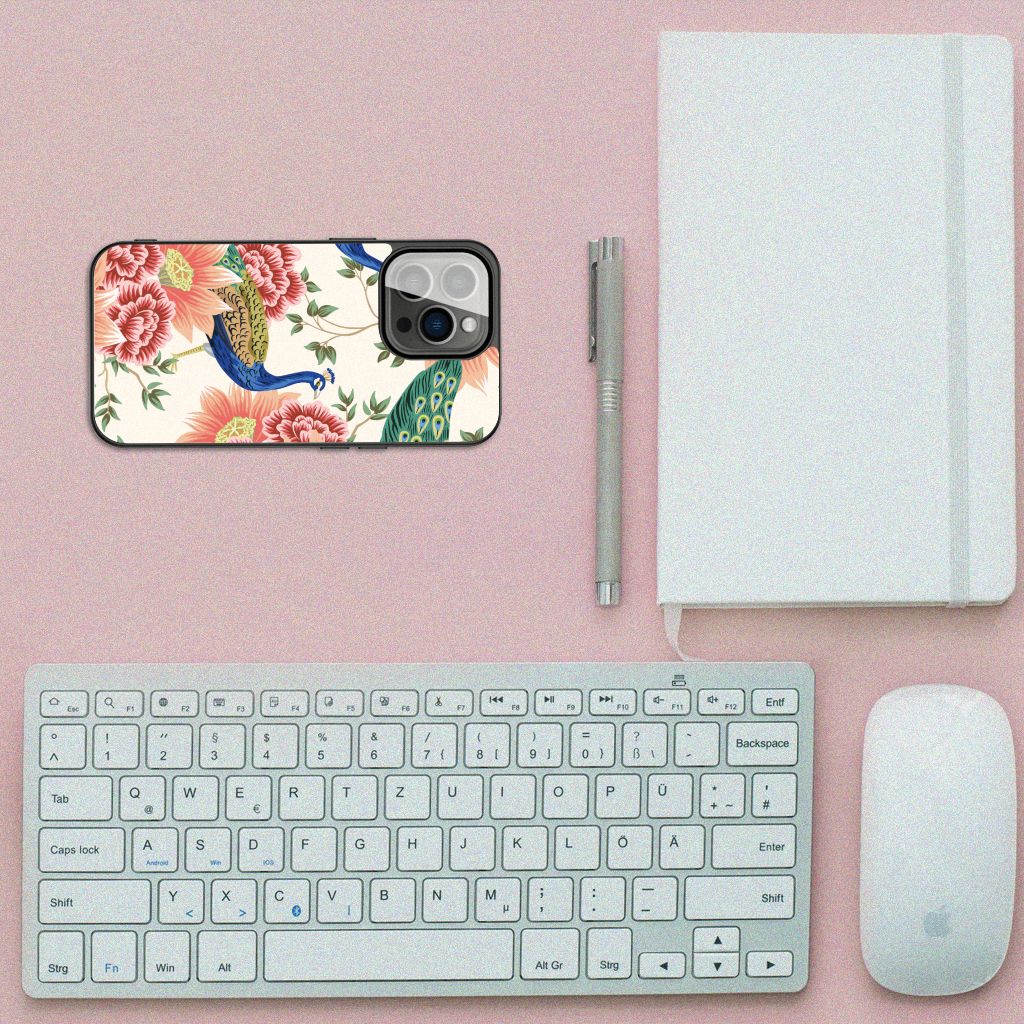 Dierenprint Telefoonhoesje voor iPhone 13 Pro Pink Peacock B2C Telecom