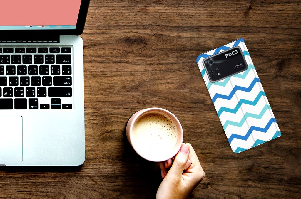 Poco X4 Pro 5G Hoesje met Magneet Zigzag Blauw - B2C Telecom